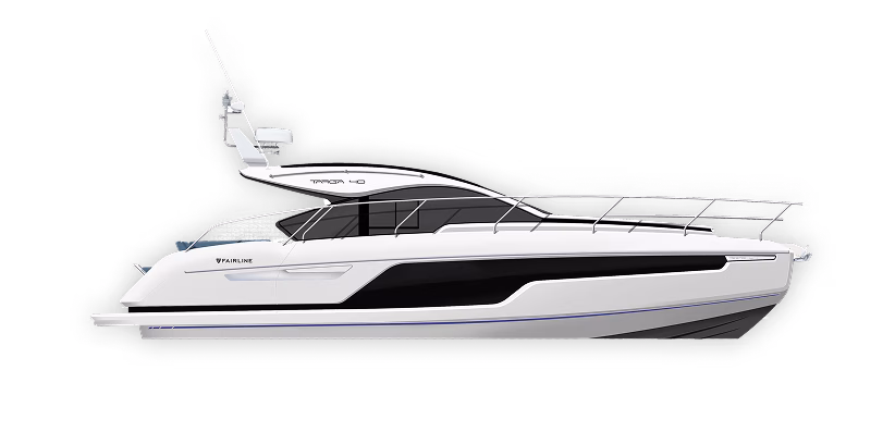 White luxury motor yacht with radar