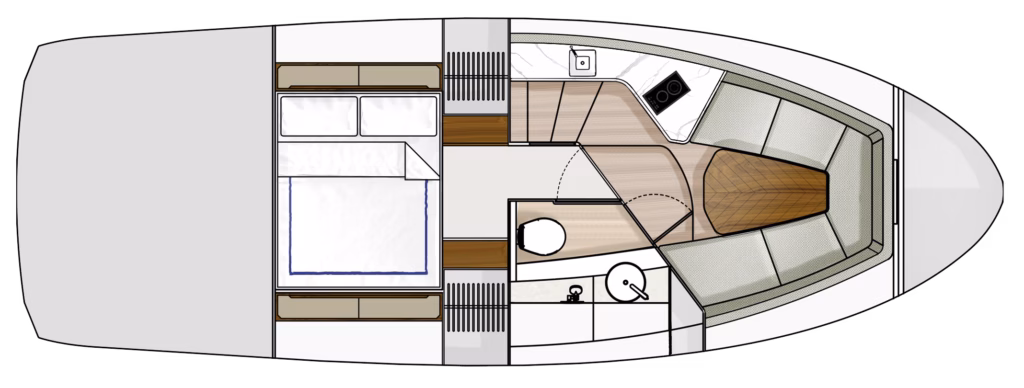 Boat interior floor plan.
